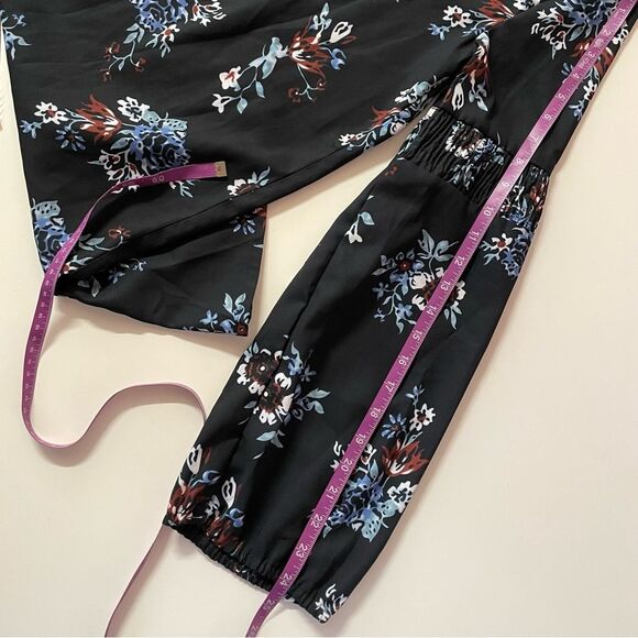 Black Floral BabyDoll Long Sleeve Dress Size M EUC - Picture 7 of 14